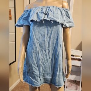7 For All Mankind Light Blue Strapless Dress